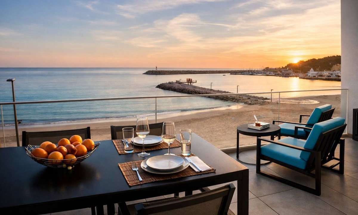 Santiago Apartment | Wonderful 2-bedroom apartment 5 meters from the beach, sea view, indoor pool, parking