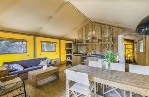 Molares RV Rental | “Oliveira Glamping” Tent with Mountain View, Private Pool, and Wi-Fi