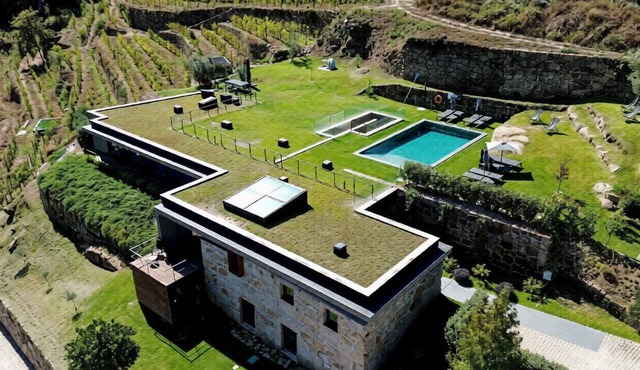 Luxury villa in the Douro with a breathtaking view of the river, vineyards, a pool, and a spa